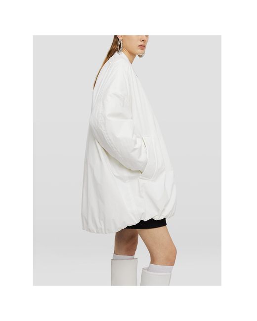 Jil Sander White Stand-Up Collar Oversized Jacket