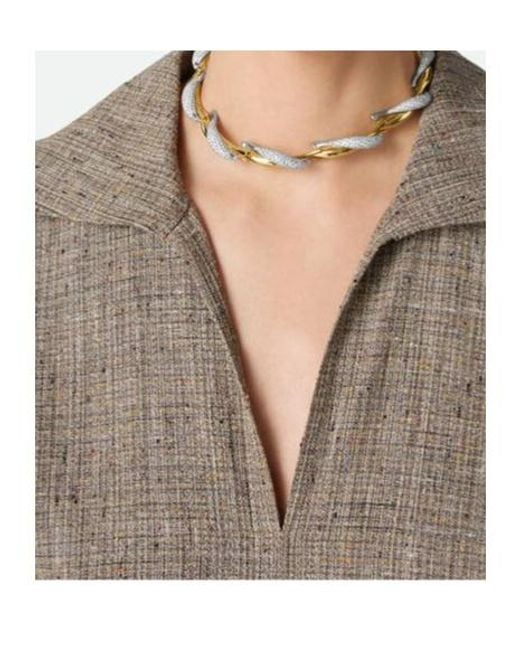 Bottega Veneta Metallic Sardine Necklace