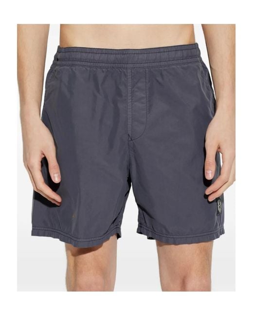 Stone Island Blue Logo Swim Shorts for men