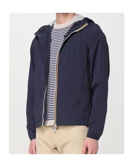 K-Way Blue Hooded Windbreaker Jacket for men