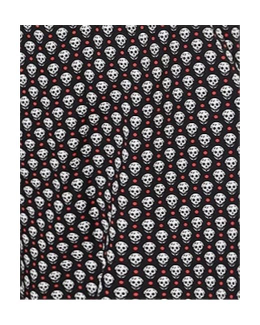 McQueen Gray Spotted Skull Print Swim Shorts for men