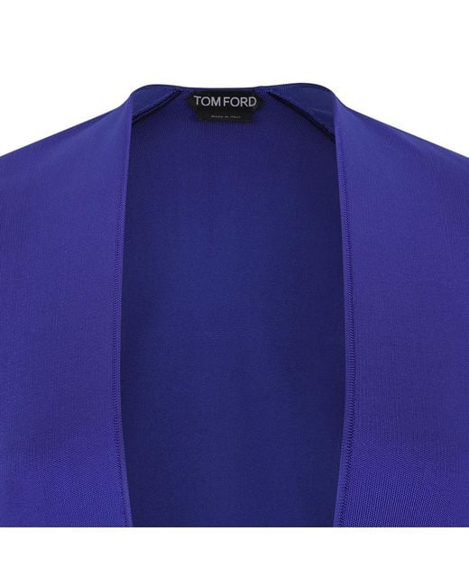 Tom Ford Blue Plunging-Neckline Front-Slit Maxi Dress
