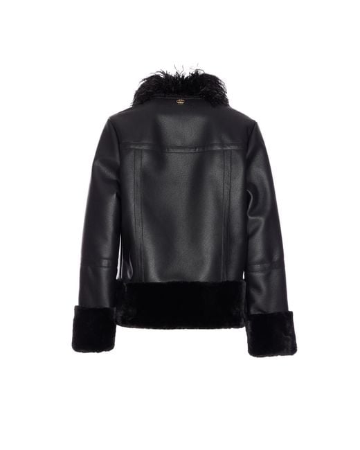 Twinset Black Faux Fur Leather Jacket