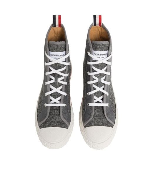 Thom Browne Gray Collegiate High-Top Sneakers for men