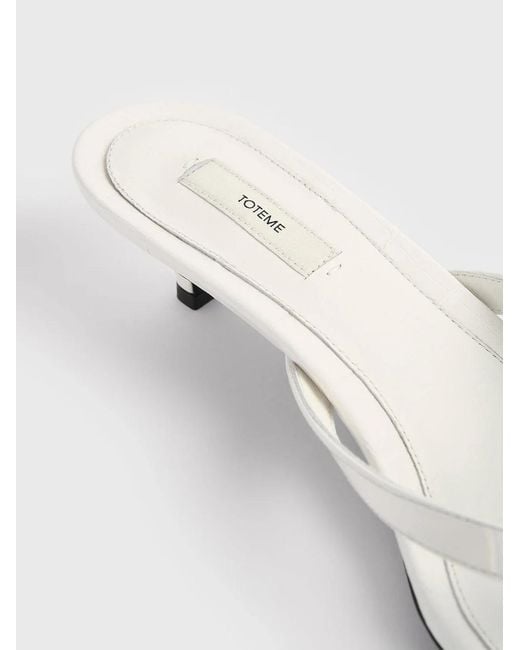 Totême White Square-Toe High-Heeled Sandals