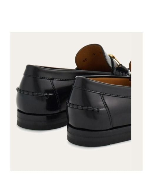 Ferragamo Black Ferragamo F Buckle Loafers for men