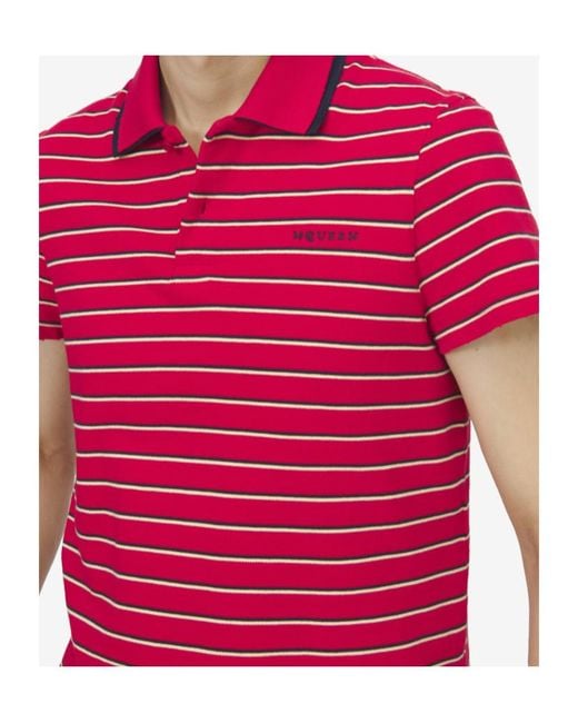McQueen Red Striped Polo Shirt for men