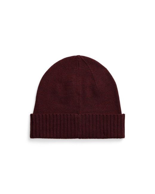 Polo Ralph Lauren Red Little Pony Merino Wool Knitted Hat for men