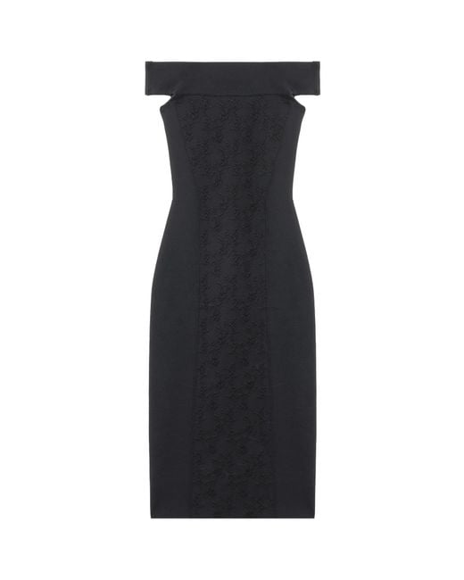 McQueen Black Stretch-Jacquard Midi Dress
