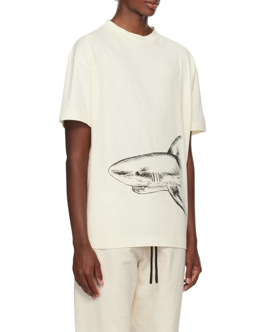 Palm Angels White Broken Shark Classic T-Shirt for men