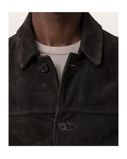 AllSaints Black Suede Nates Jacket for men