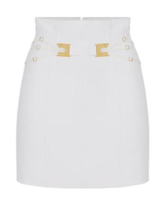 Elisabetta Franchi White High Waist Mini Skirt