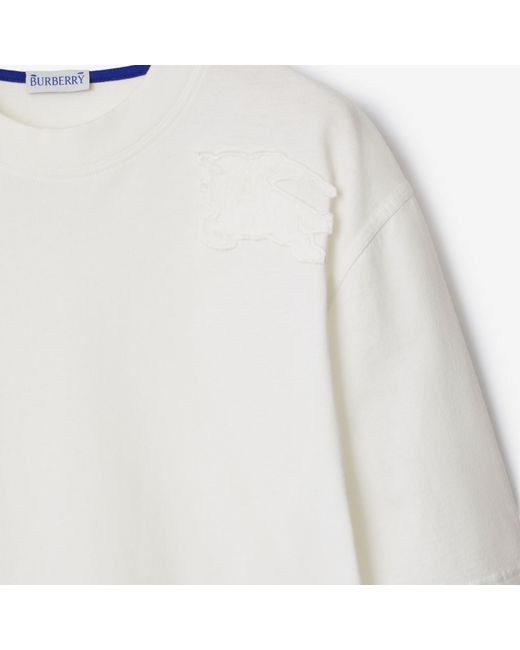 Burberry White Logo-Appliqué Cotton T-Shirt