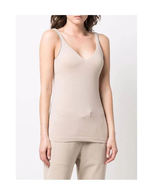Brunello Cucinelli Natural Slim-Fit V-Neck Tank Top