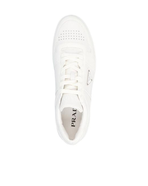 Prada White Downtown Leather Sneakers for men
