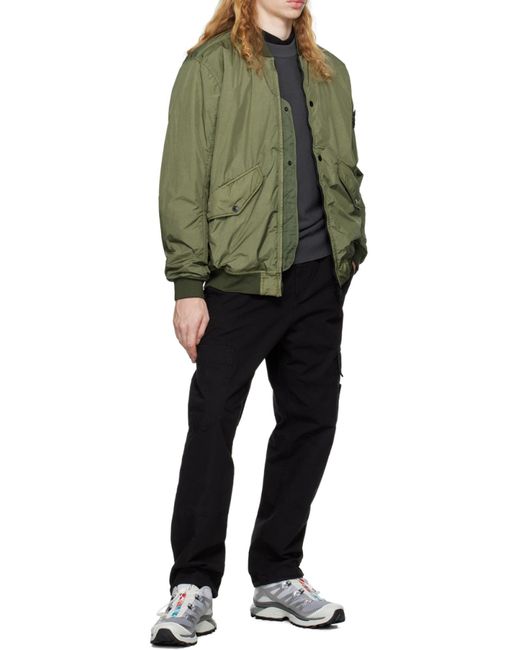 Stone Island Green Logo Patch Bomber Jacket for men
