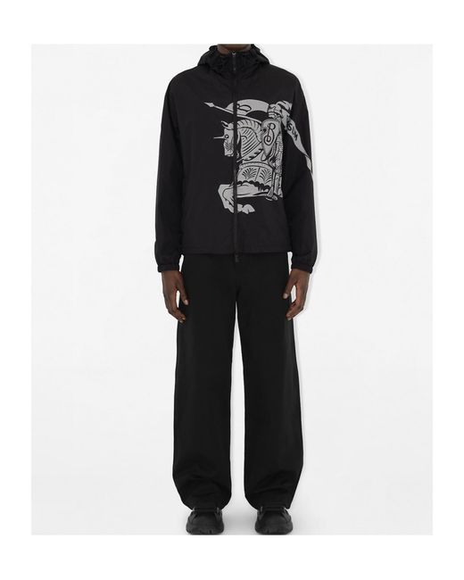 Burberry Black Ekd Lightweight Hooded Zip-Up Jacket for men