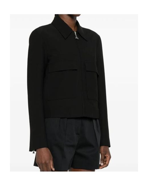 Patrizia Pepe Black Zip-Up Twill Sporty Jacket