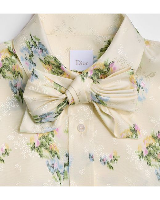Dior White Floral Bow-Tie Shirt