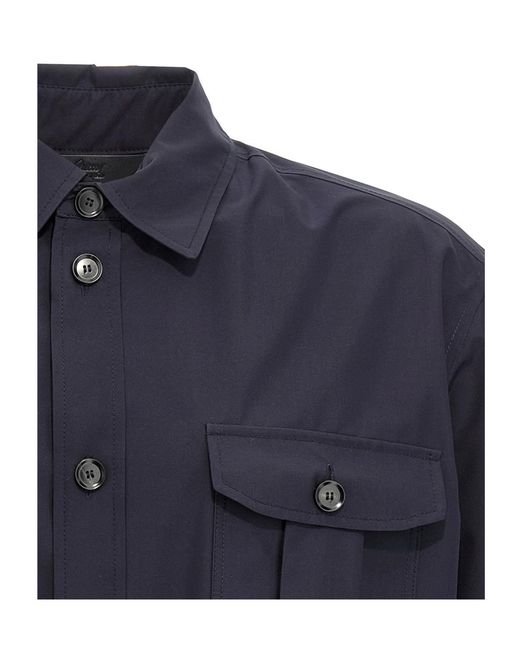 Brioni Blue Flap Pocket Shirt Jacket for men