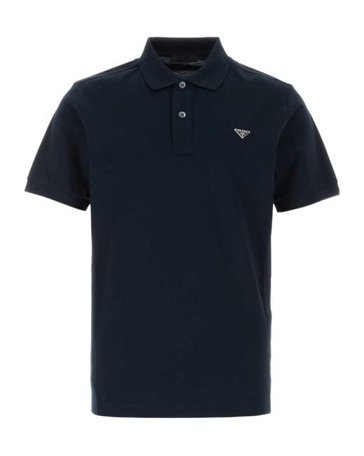 Prada Blue Short-Sleeved Polo Shirt for men