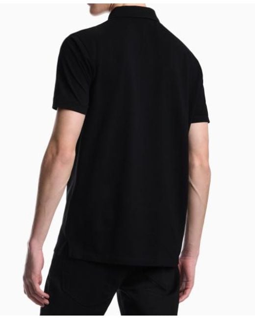 Emporio Armani Black Zip-Fastening Logo-Patch Polo Shirt for men
