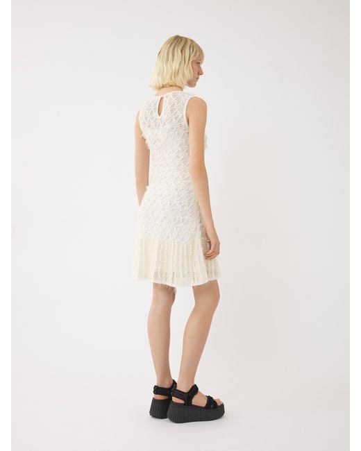 Chloé White Chloé Lace Detailed Flared Mini Dress