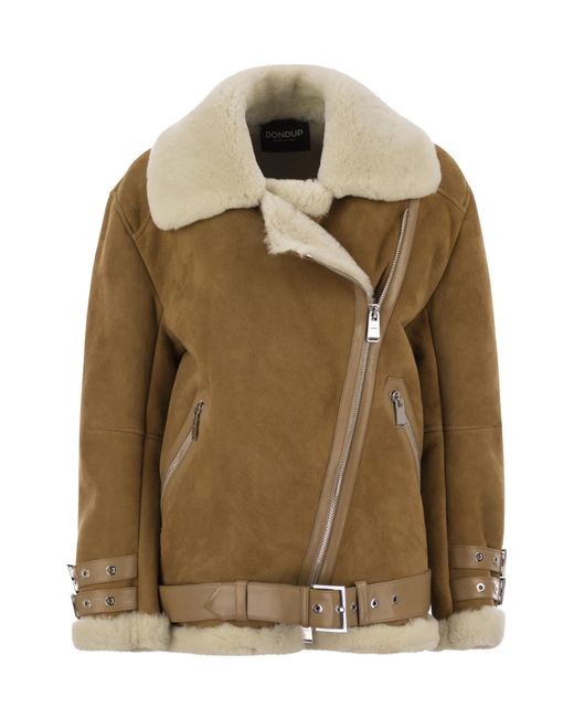 Dondup Green Shearling Belted Jacket