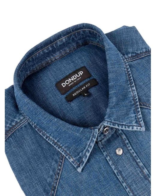 Dondup Blue Chest-Pocket Denim Shirt for men