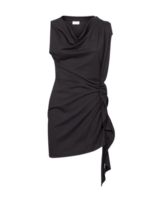 Dries Van Noten Black Sleeveless Asymmetrical Draped Blouse