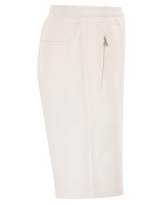 Brunello Cucinelli White Zip-Pocket Drawstring Shorts for men
