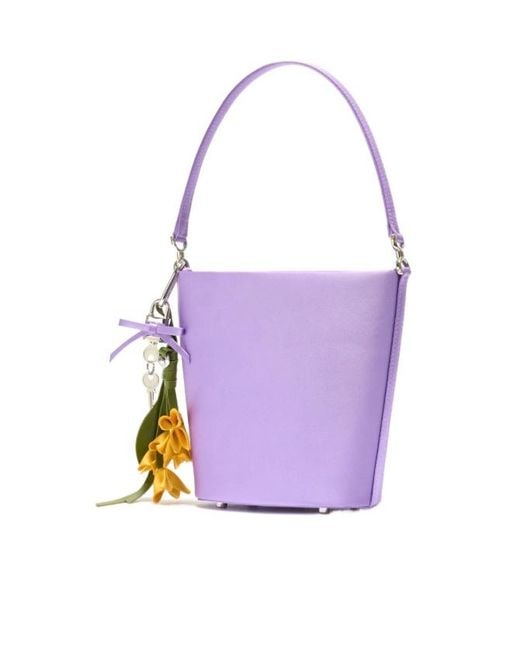 Self-Portrait Purple Lilac Satin Bucket Bag