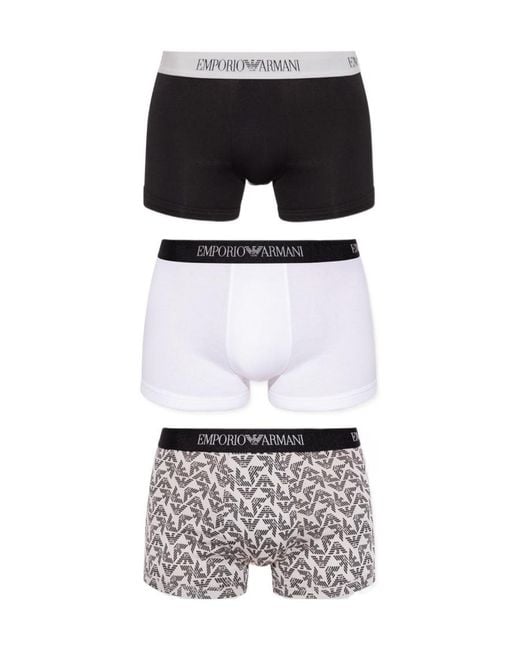 Emporio Armani White Three-Pack Branded Boxers for men
