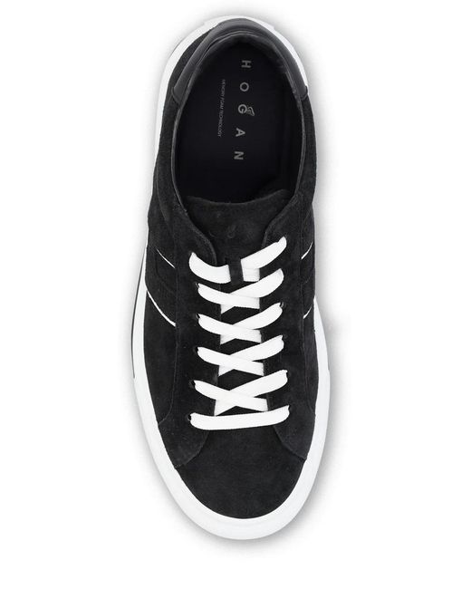 Hogan Black Suede And Leather Sneakers for men