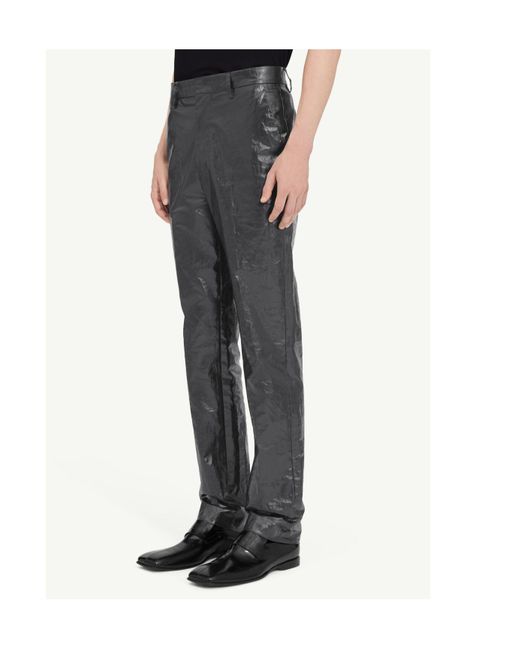 MM6 by Maison Margiela Gray Crinkled Linen Trousers for men