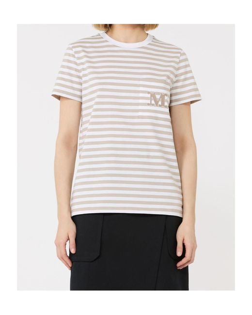 Max Mara White Oboli Logo Embroidered Crewneck T-Shirt