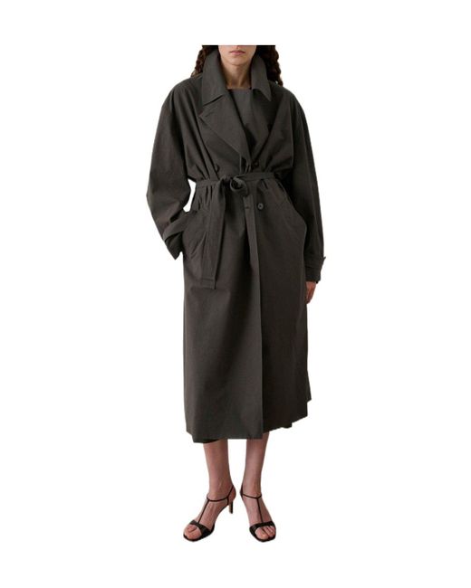 Soeur Black Solid Color Trench Coat