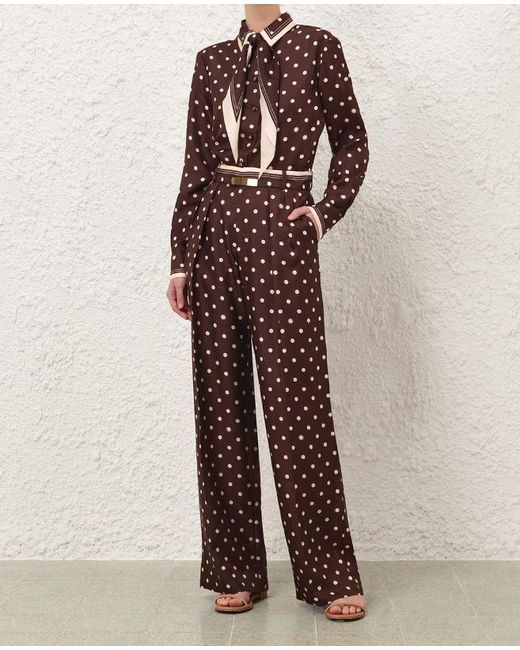 Zimmermann Purple Polka Dot Straight Leg Pants