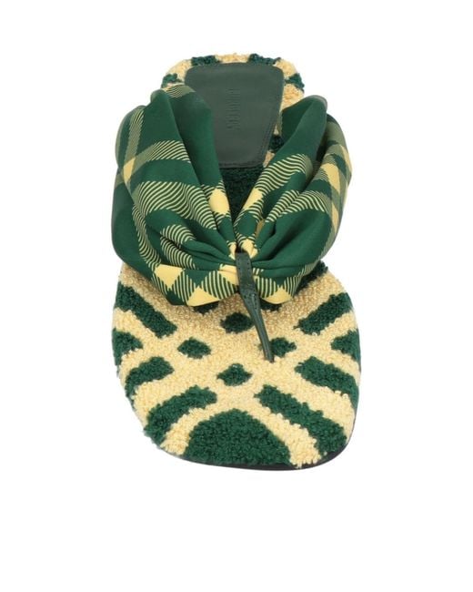 Burberry Green Checkered Slippers