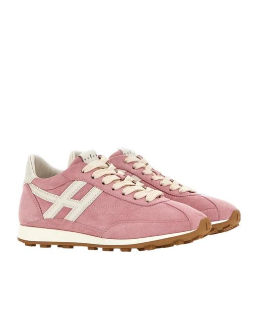 Hogan Pink H699 Lace-Up Fastening Sneakers