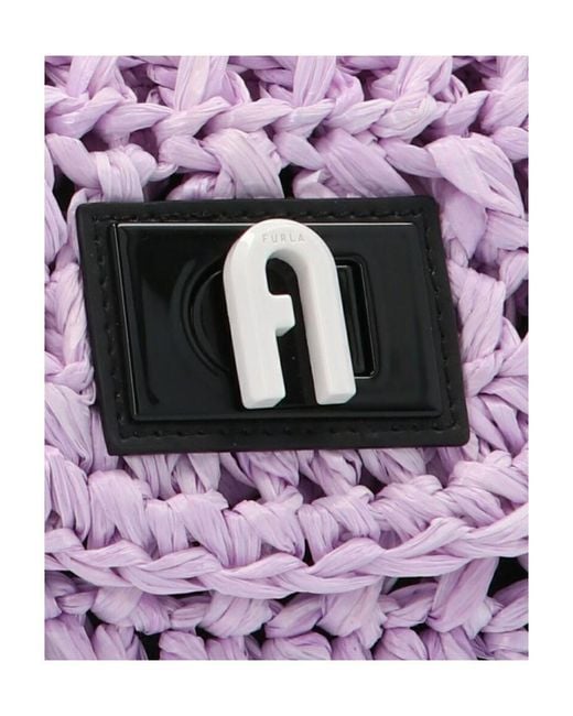 Furla Purple 1927 Raffia Shoulder Bag