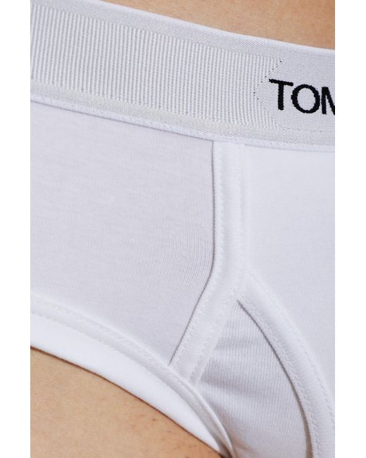 Tom Ford White Logo-Waistband Briefs for men