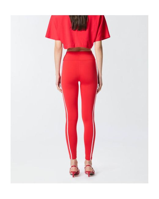 Pinko Red Side-Striped Slim-Fit Leggings