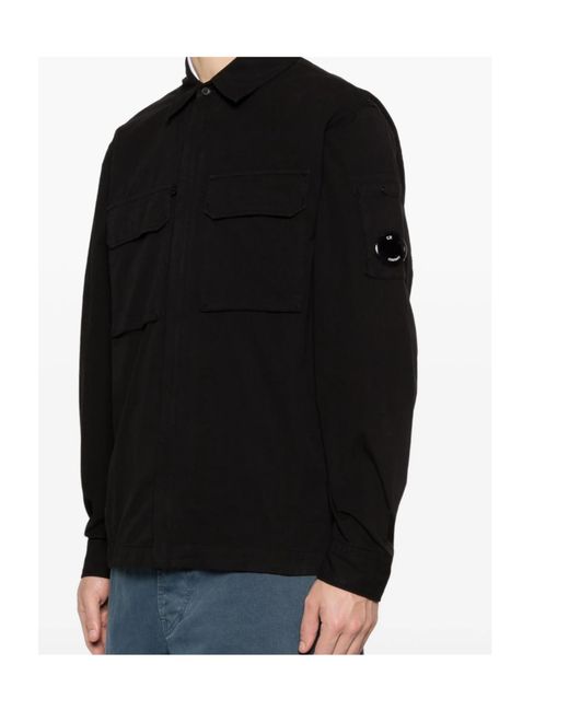 C P Company Gray Lens Button-Up Overshirt for men