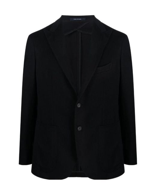 Tagliatore Black Single-Breasted Virgin Wool-Blend Blazer for men