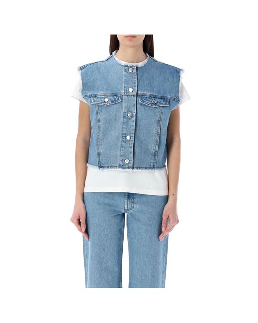A.P.C. Blue Cropped Denim Vest