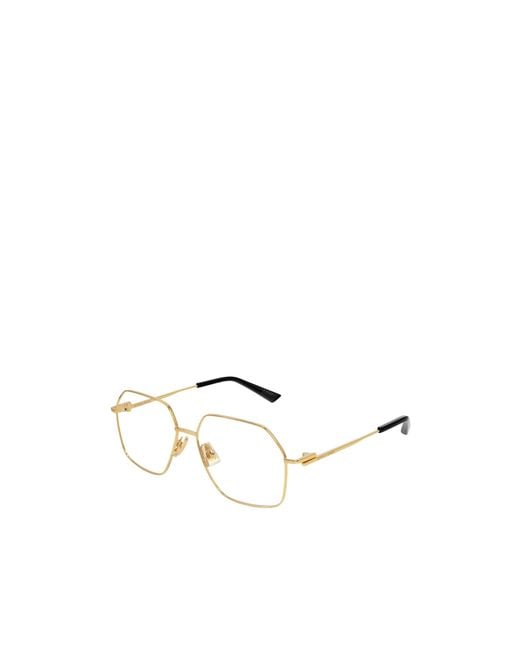 Bottega Veneta White Eyewear Hexagonal Frame Glasses