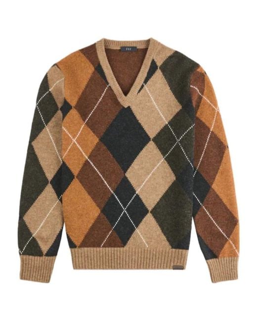 Fay Brown V-Neck Pullover for men