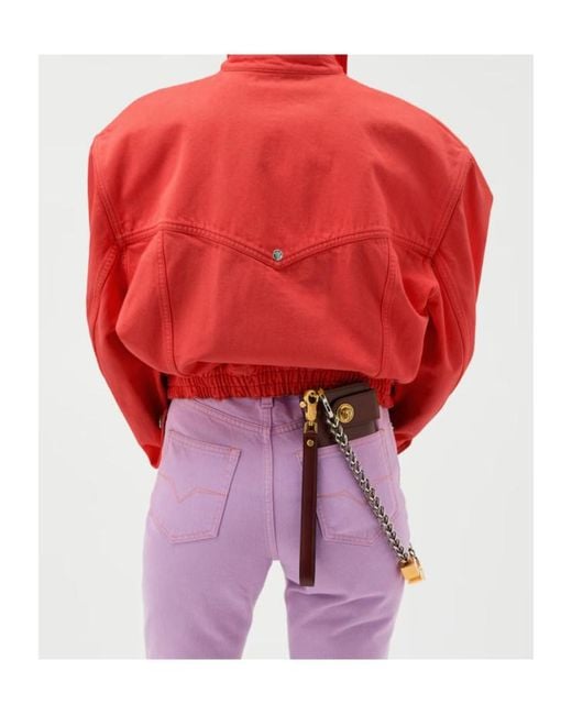 Versace Red Oversized Denim Jacket