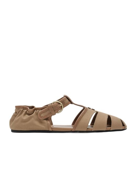 Miu Miu Brown Cotton-Leather Fisherman Sandals